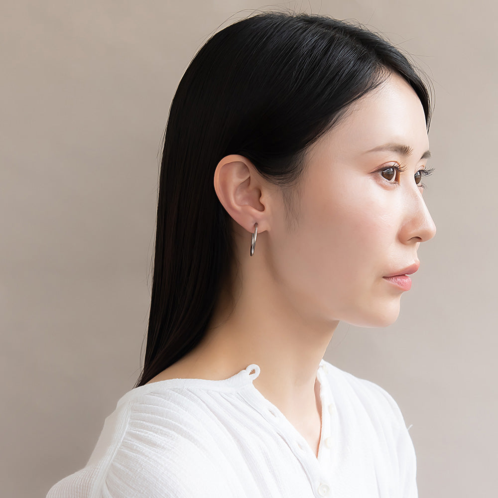 イヤリング ステンレス メタル 24mm フープタイプ パイプイヤリング