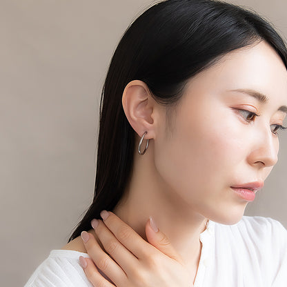 イヤリング ステンレス メタル 24mm フープタイプ パイプイヤリング