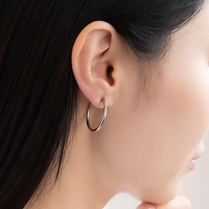 イヤリング ステンレス メタル 24mm フープタイプ パイプイヤリング