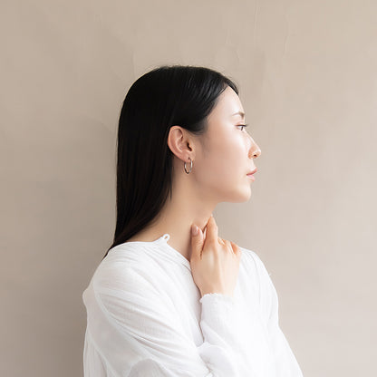 イヤリング ステンレス メタル 24mm フープタイプ パイプイヤリング