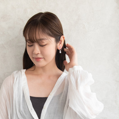 イヤリング ニッケルフリー ラメ メタルフレーム くすみカラー ドロップ プラパール ネジバネ式イヤリング