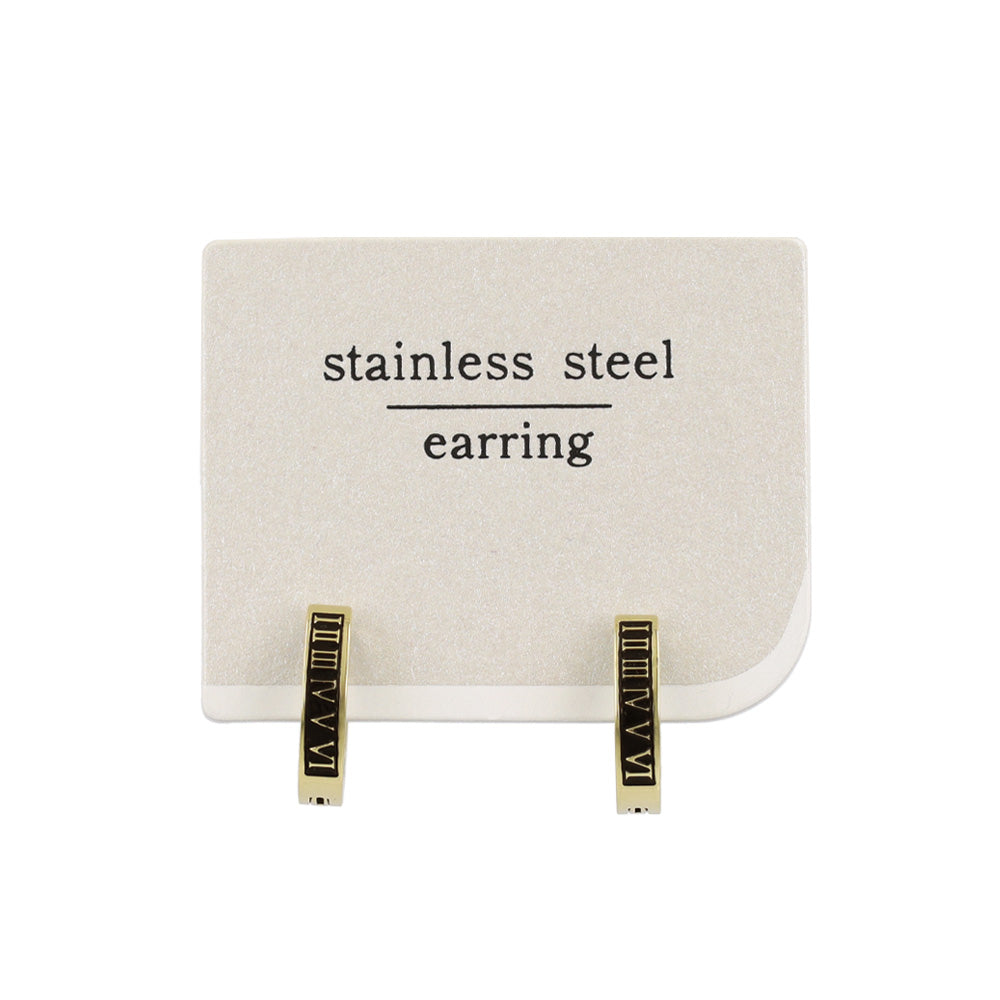 イヤリング ステンレス ローマ数字 フープイヤリング