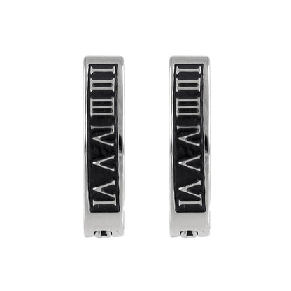 イヤリング ステンレス ローマ数字 フープイヤリング