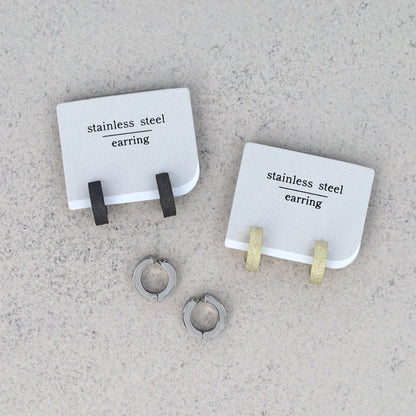 イヤリング ステンレス 梨地 フープイヤリング