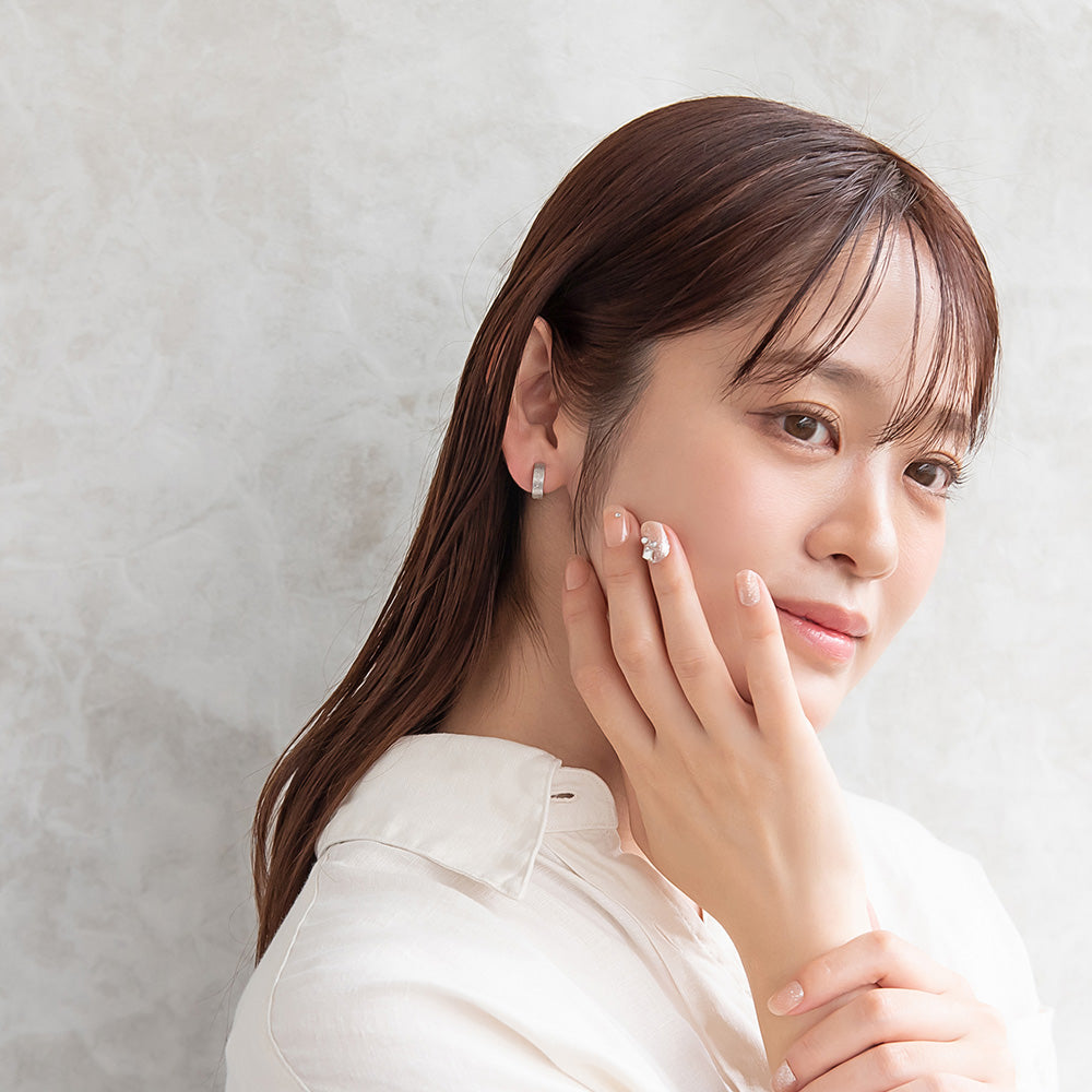 イヤリング ステンレス 梨地 フープイヤリング