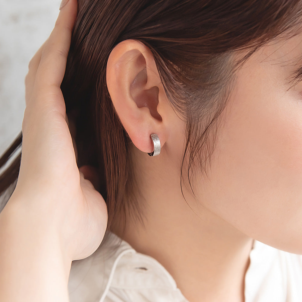 イヤリング ステンレス 梨地 フープイヤリング