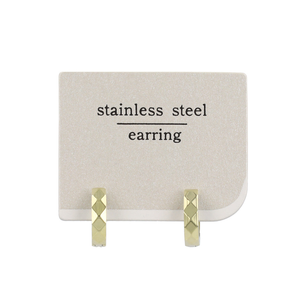 イヤリング ステンレス ダイヤカット フープイヤリング