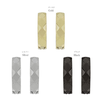 イヤリング ステンレス ダイヤカット フープイヤリング