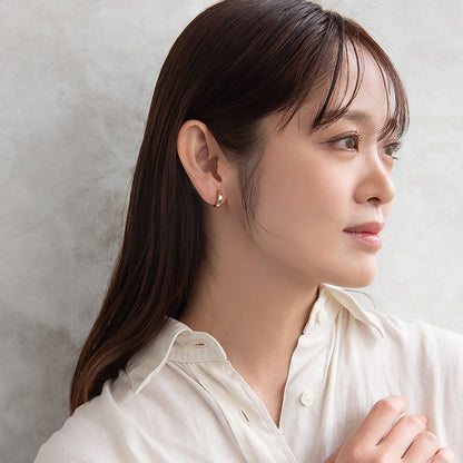 イヤリング ステンレス ダイヤカット フープイヤリング