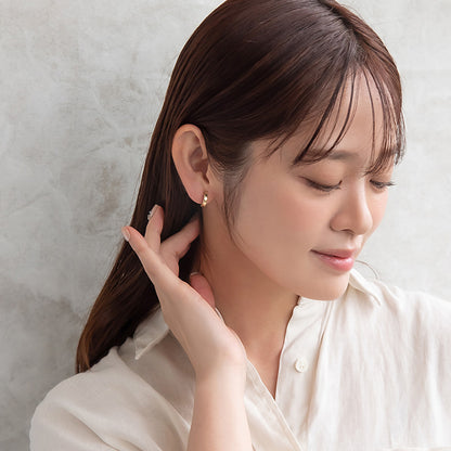 イヤリング ステンレス ダイヤカット フープイヤリング