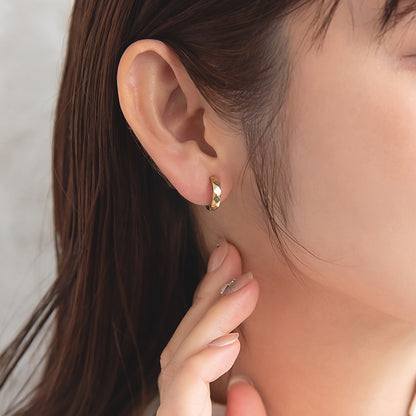 イヤリング ステンレス ダイヤカット フープイヤリング