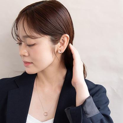 イヤリング ニッケルフリー ロゼシルバー パール ネジバネ式イヤリング