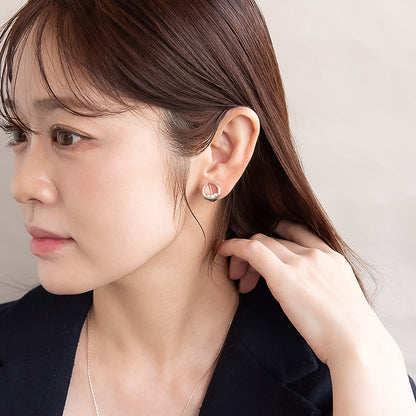 イヤリング ニッケルフリー ロゼシルバー パール ネジバネ式イヤリング