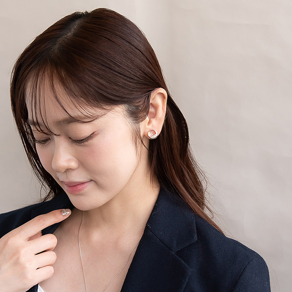 イヤリング ニッケルフリー ロゼシルバー パール ネジバネ式イヤリング