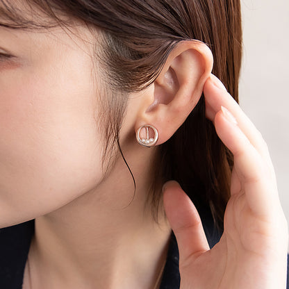 イヤリング ニッケルフリー ロゼシルバー パール ネジバネ式イヤリング