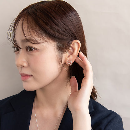 イヤリング ニッケルフリー ロゼシルバー ムーン ネジバネ式イヤリング