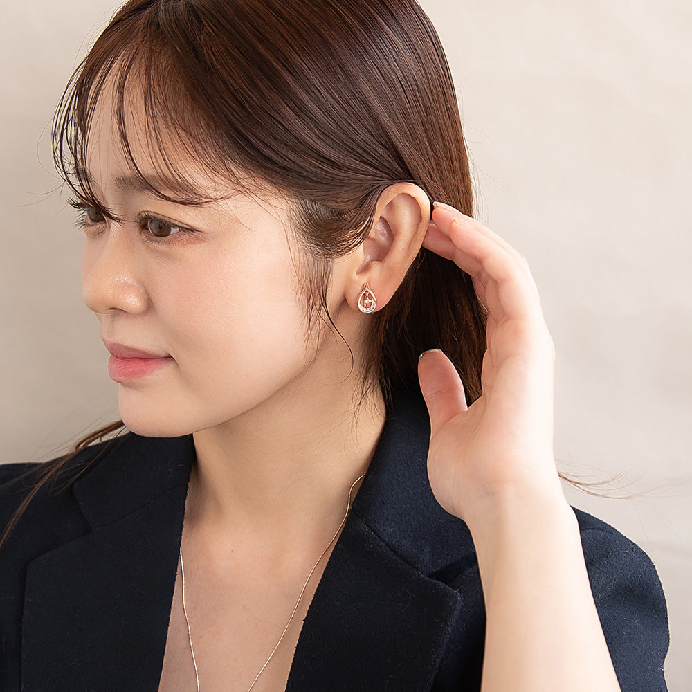 イヤリング ニッケルフリー ロゼシルバー ドロップ ネジバネ式イヤリング