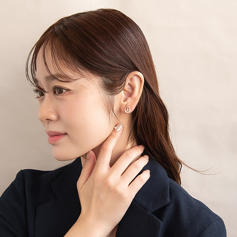 イヤリング ニッケルフリー ロゼシルバー ドロップ ネジバネ式イヤリング