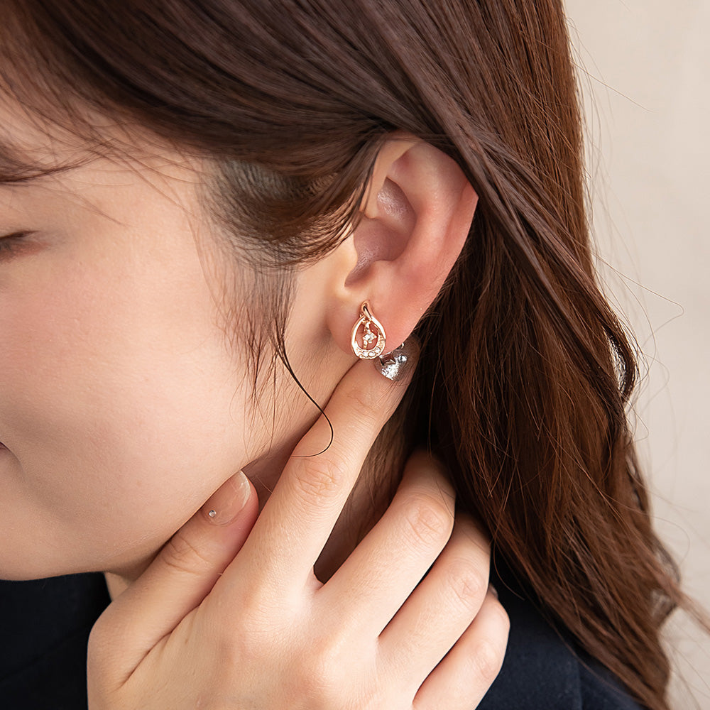 イヤリング ニッケルフリー ロゼシルバー ドロップ ネジバネ式イヤリング