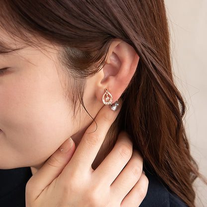 イヤリング ニッケルフリー ロゼシルバー ドロップ ネジバネ式イヤリング