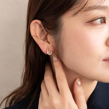 イヤリング ニッケルフリー ロゼシルバー ドロップ ネジバネ式イヤリング