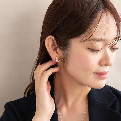 イヤリング ニッケルフリー ロゼシルバー ドロップ ネジバネ式イヤリング