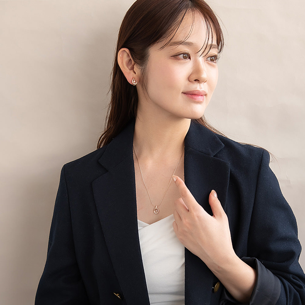 イヤリング ニッケルフリー ロゼシルバー ドロップ ネジバネ式イヤリング