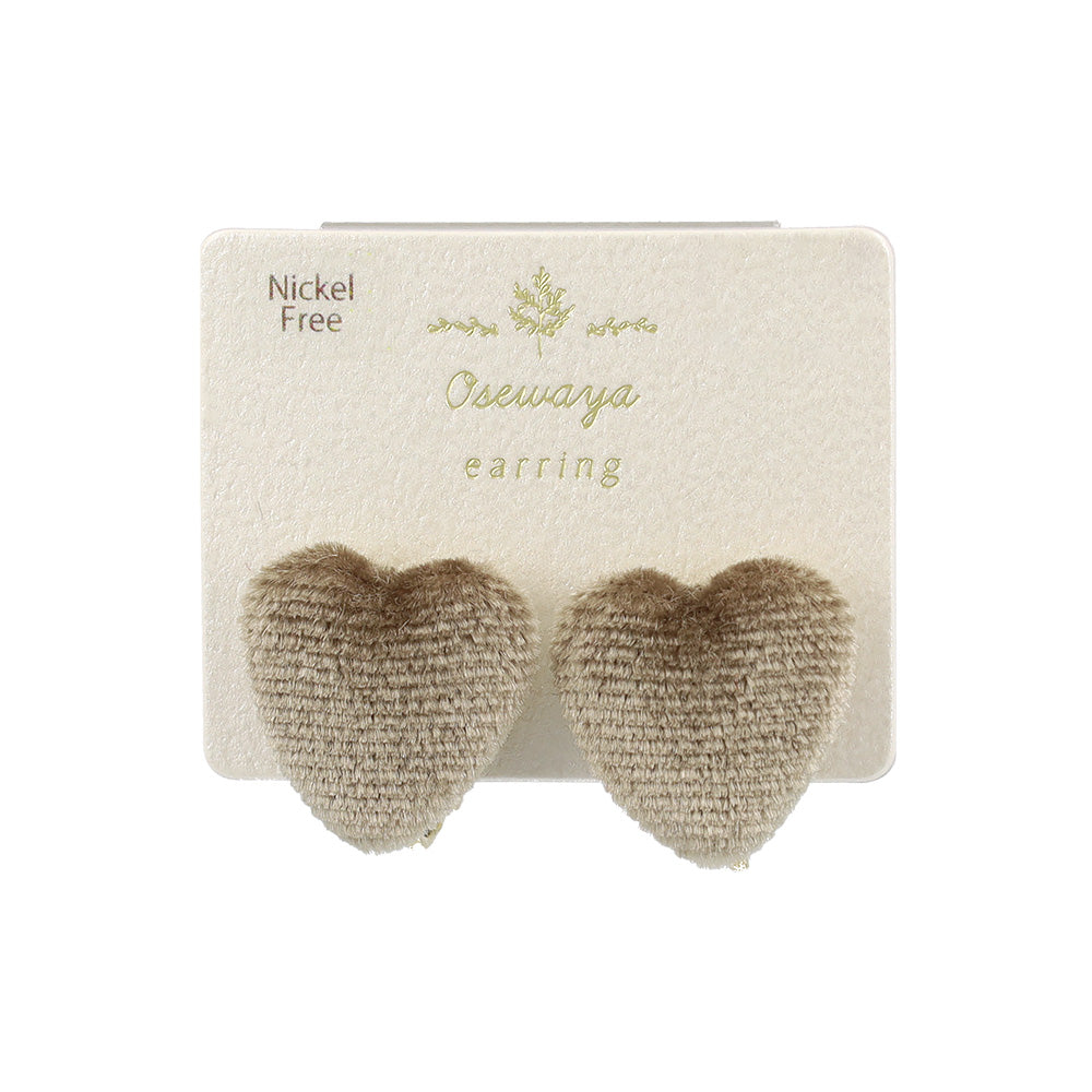 イヤリング ニッケルフリー ベロア ハート ネジバネ式イヤリング