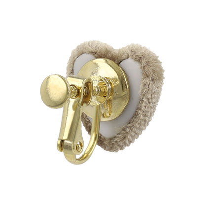 イヤリング ニッケルフリー ベロア ハート ネジバネ式イヤリング