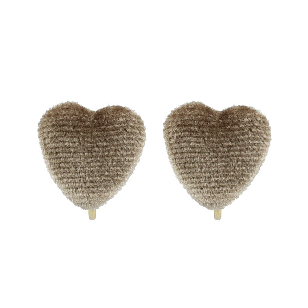 イヤリング ニッケルフリー ベロア ハート ネジバネ式イヤリング