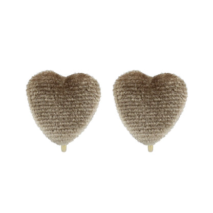 イヤリング ニッケルフリー ベロア ハート ネジバネ式イヤリング