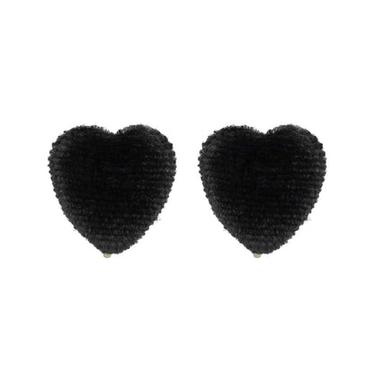 イヤリング ニッケルフリー ベロア ハート ネジバネ式イヤリング