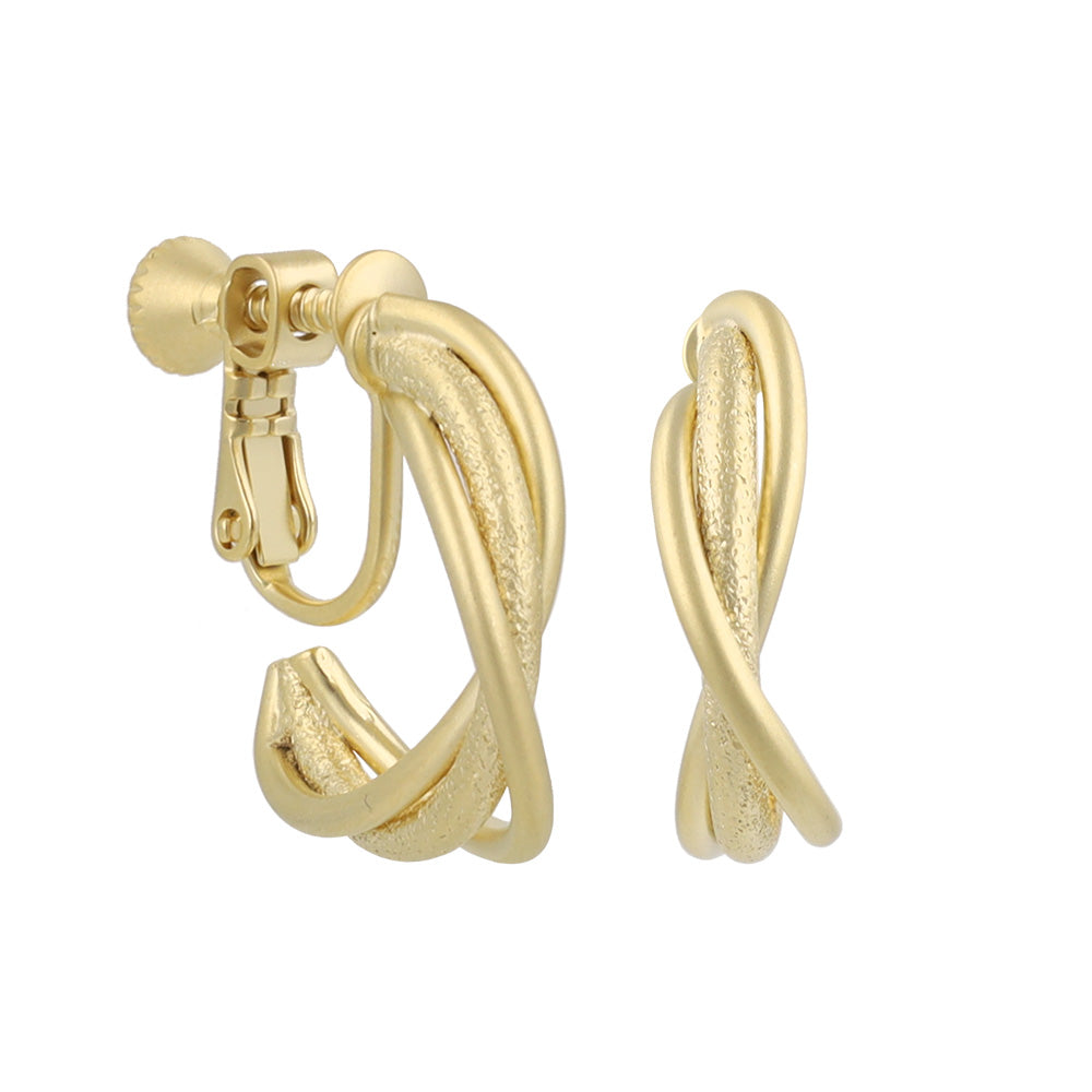 イヤリング ニッケルフリー sable gold メタル トリプル クロス ライン C型 ネジバネ式イヤリング