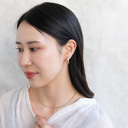 イヤリング ニッケルフリー sable gold メタル トリプル クロス ライン C型 ネジバネ式イヤリング