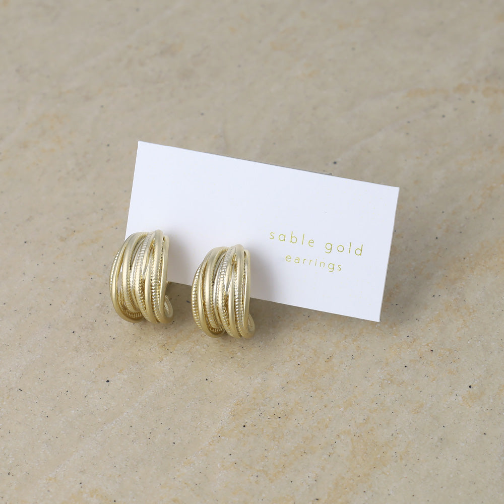 イヤリング ニッケルフリー sable gold メタル ランダム メニー ライン ネジバネ式イヤリング