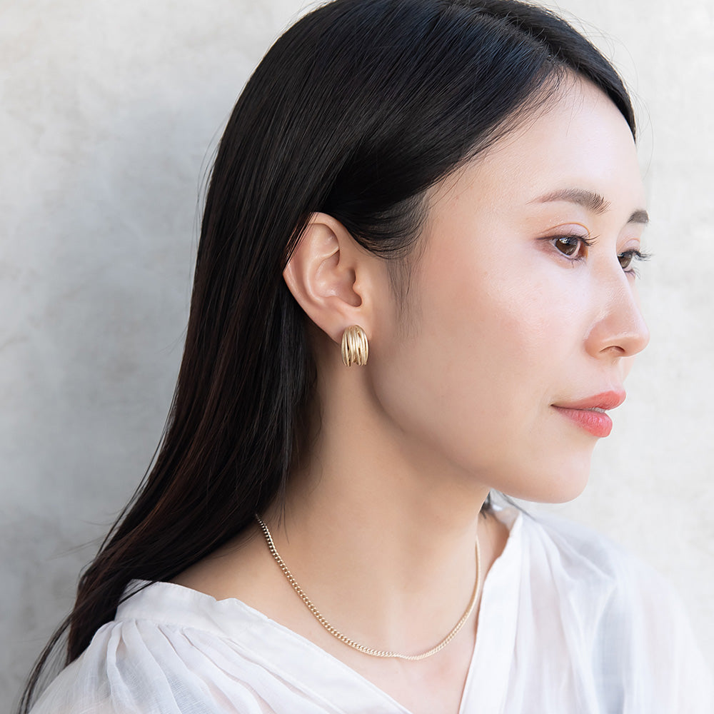 イヤリング ニッケルフリー sable gold メタル ランダム メニー ライン ネジバネ式イヤリング