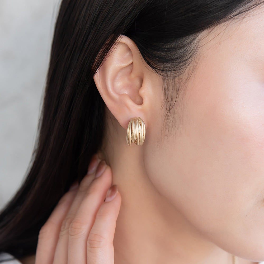 イヤリング ニッケルフリー sable gold メタル ランダム メニー ライン ネジバネ式イヤリング