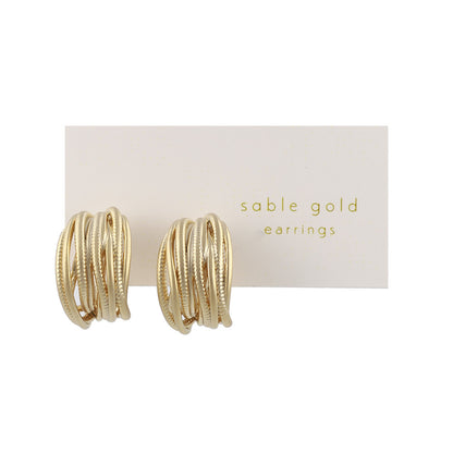 イヤリング ニッケルフリー sable gold メタル ランダム メニー ライン ネジバネ式イヤリング