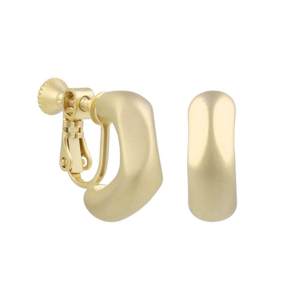 イヤリング ニッケルフリー sable gold メタル ハーフサークル カット ライン ネジバネ式イヤリング