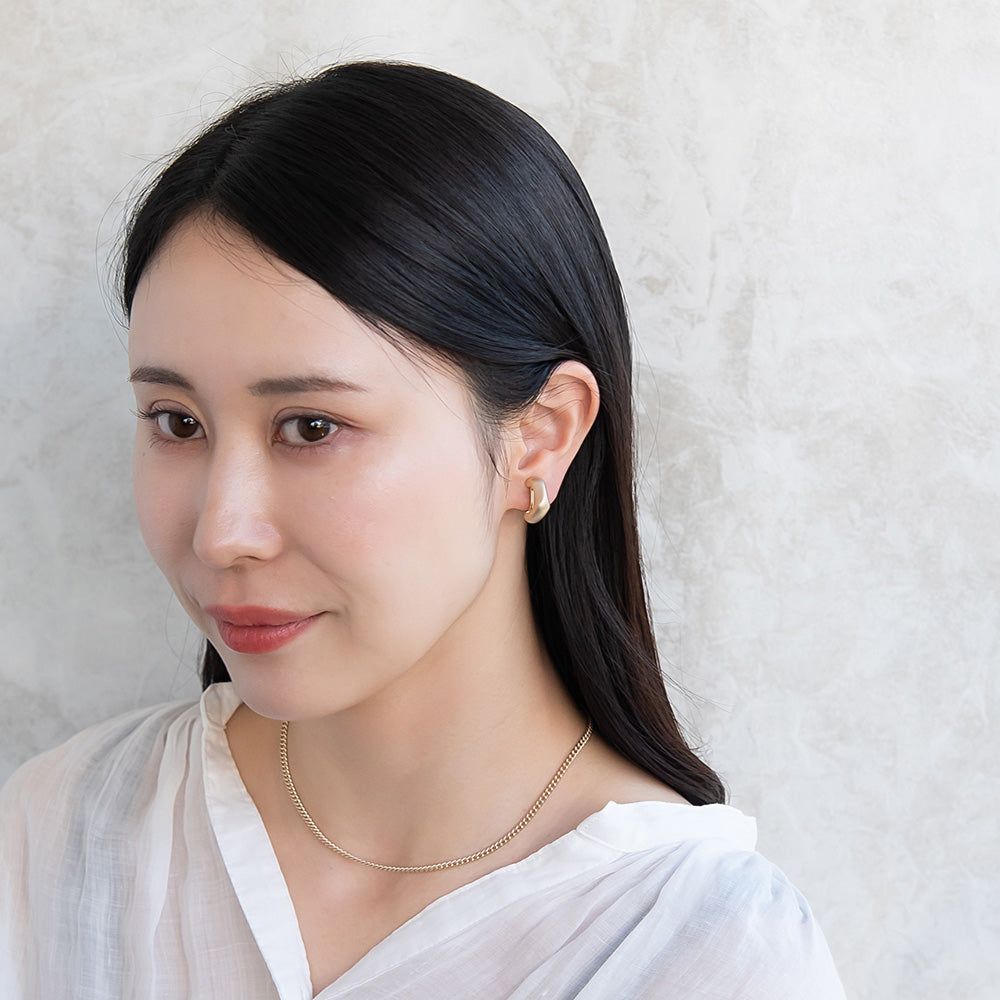 イヤリング ニッケルフリー sable gold メタル ハーフサークル カット ライン ネジバネ式イヤリング