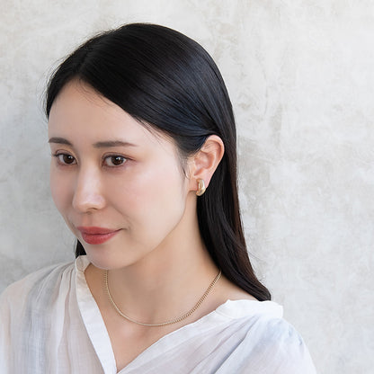 イヤリング ニッケルフリー sable gold メタル ハーフサークル カット ライン ネジバネ式イヤリング