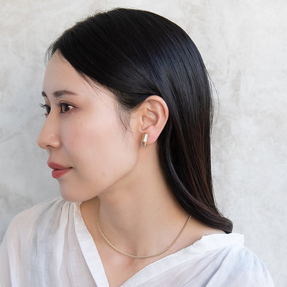 イヤリング ニッケルフリー sable gold メタル ハーフサークル カット ライン ネジバネ式イヤリング