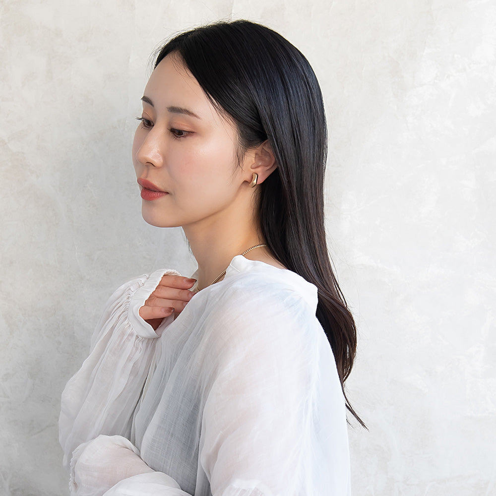 イヤリング ニッケルフリー sable gold メタル ハーフサークル カット ライン ネジバネ式イヤリング