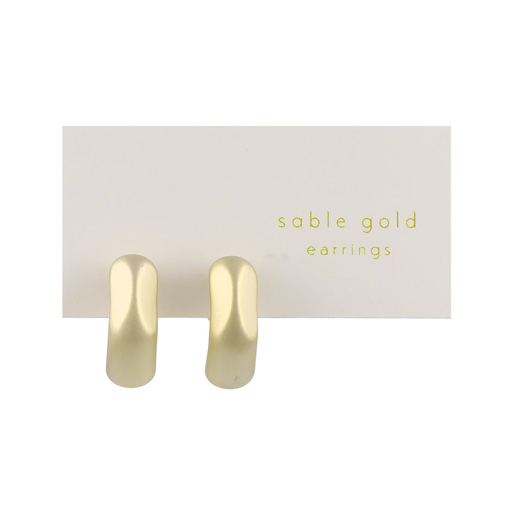 イヤリング ニッケルフリー sable gold メタル ハーフサークル カット ライン ネジバネ式イヤリング