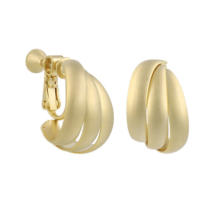 イヤリング ニッケルフリー sable gold メタル トリプル カーブ ライン ネジバネ式イヤリング