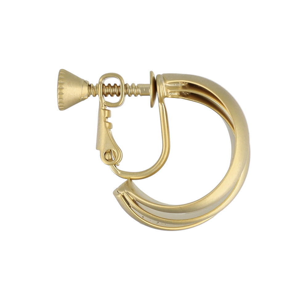 イヤリング ニッケルフリー sable gold メタル トリプル カーブ ライン ネジバネ式イヤリング