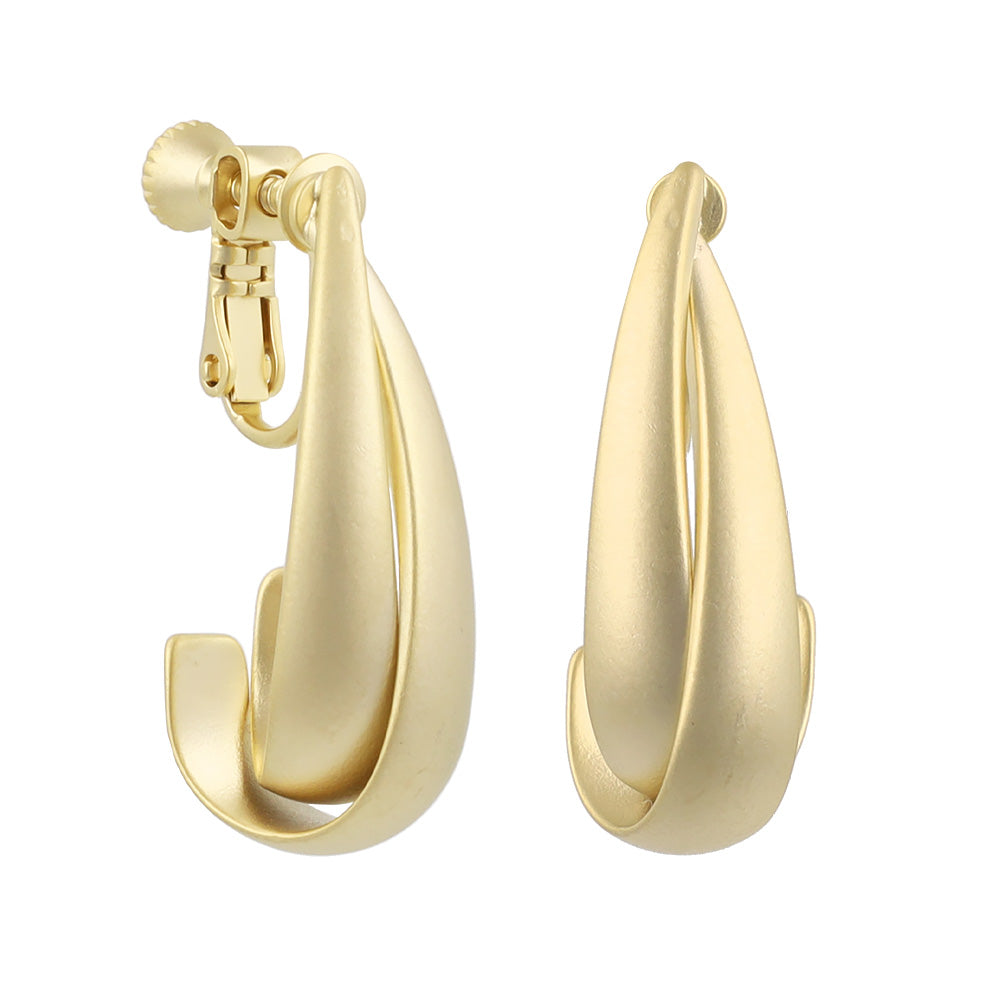 イヤリング ニッケルフリー sable gold メタル ダブル ライン クロス ドロップ ネジバネ式イヤリング