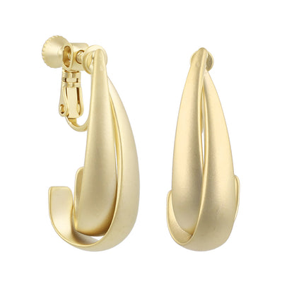 イヤリング ニッケルフリー sable gold メタル ダブル ライン クロス ドロップ ネジバネ式イヤリング