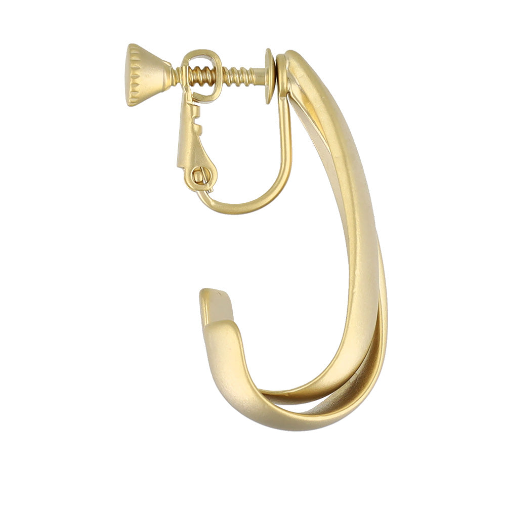 イヤリング ニッケルフリー sable gold メタル ダブル ライン クロス ドロップ ネジバネ式イヤリング