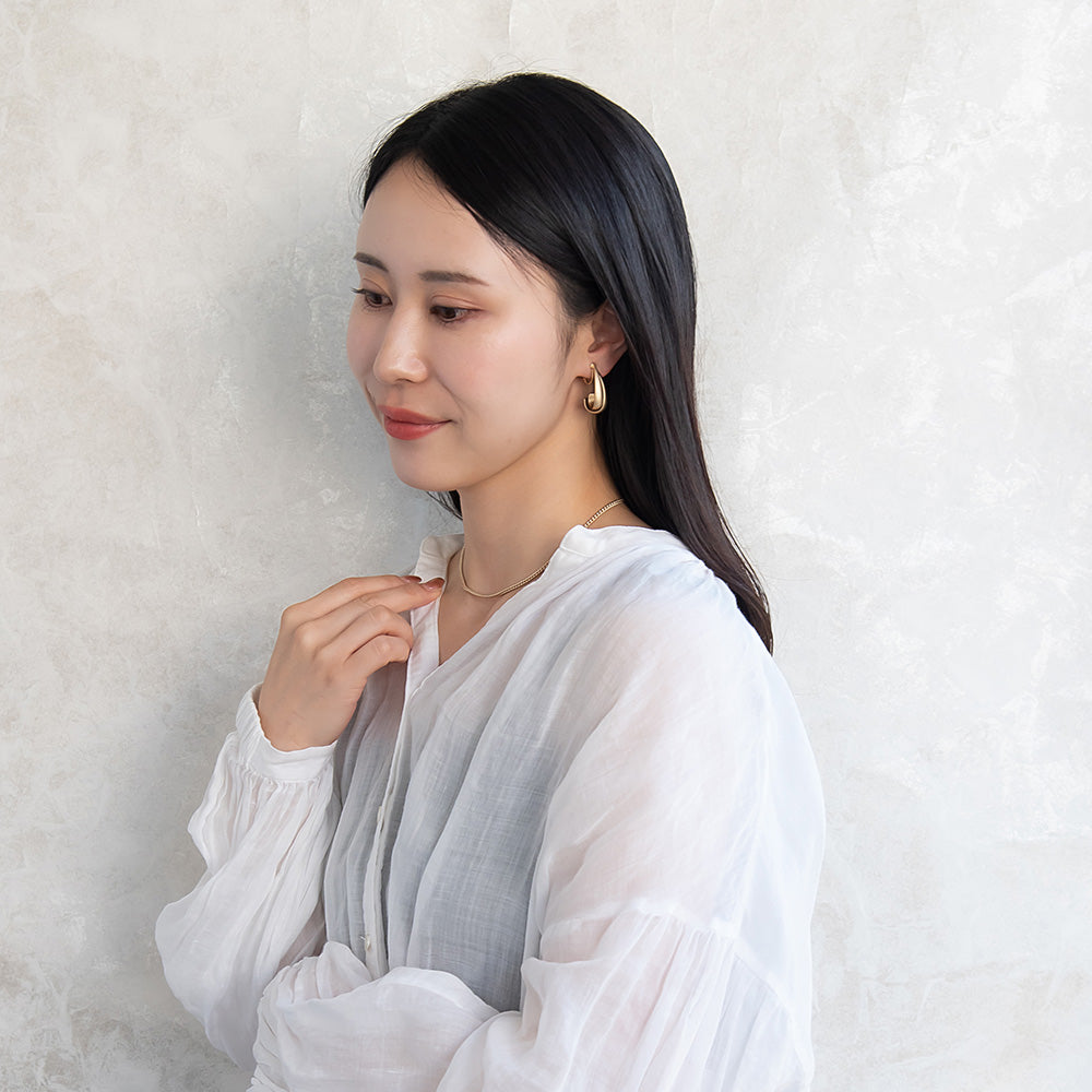 イヤリング ニッケルフリー sable gold メタル ダブル ライン クロス ドロップ ネジバネ式イヤリング